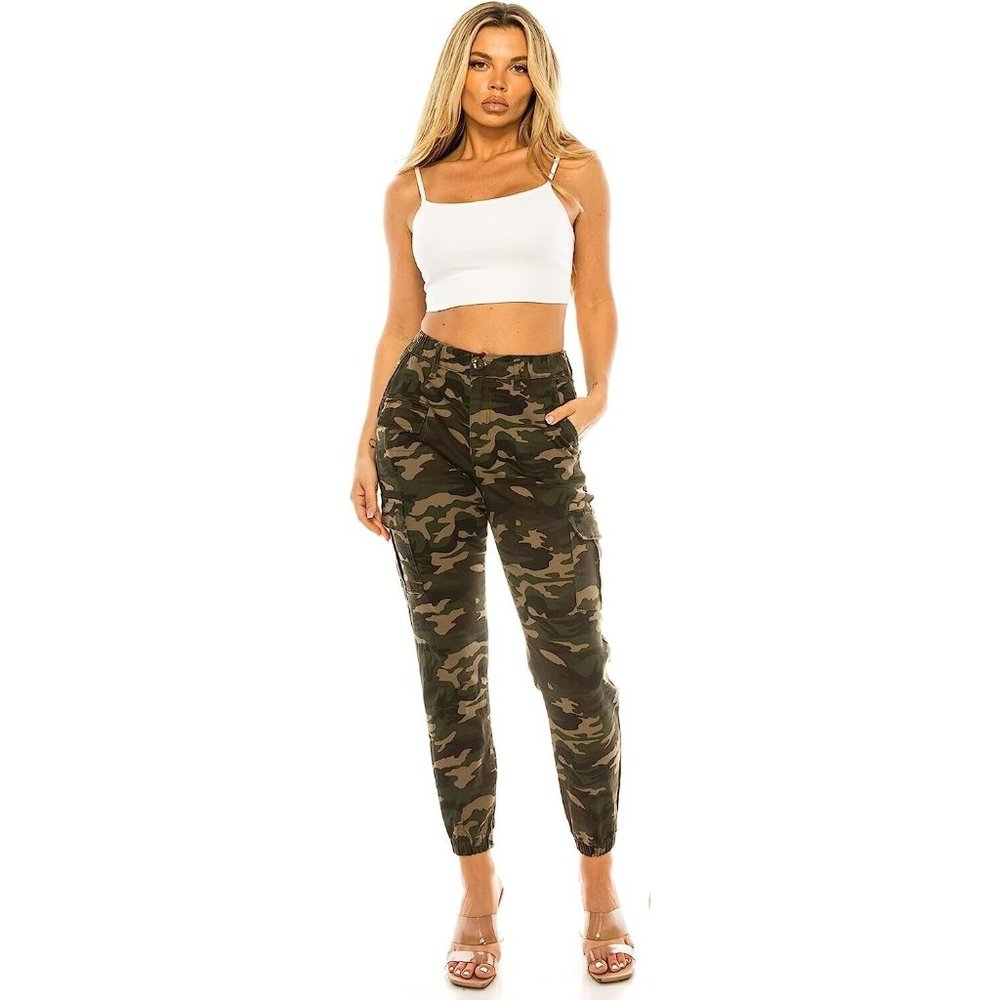 Double Denim January 5th Women's Camo Cargo Jogger Pants Casual Elastic.…